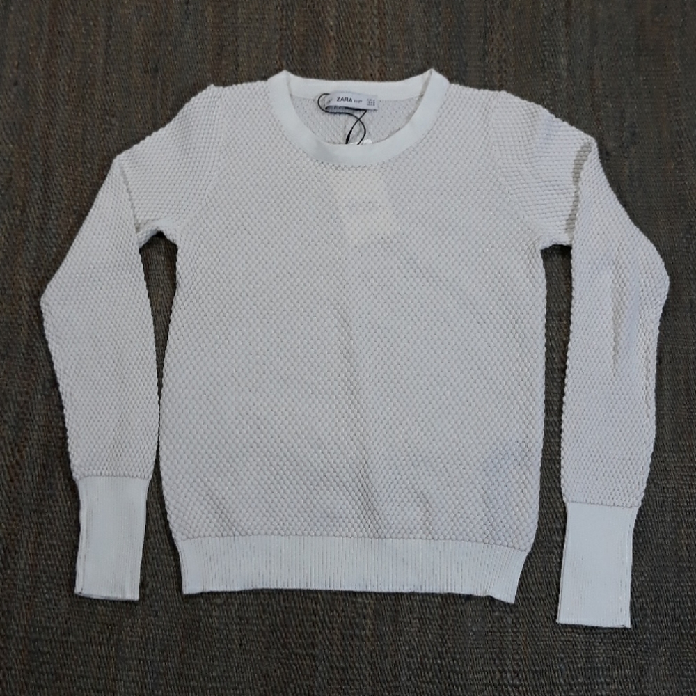 Zara knit collection long sleeve tan top sz M